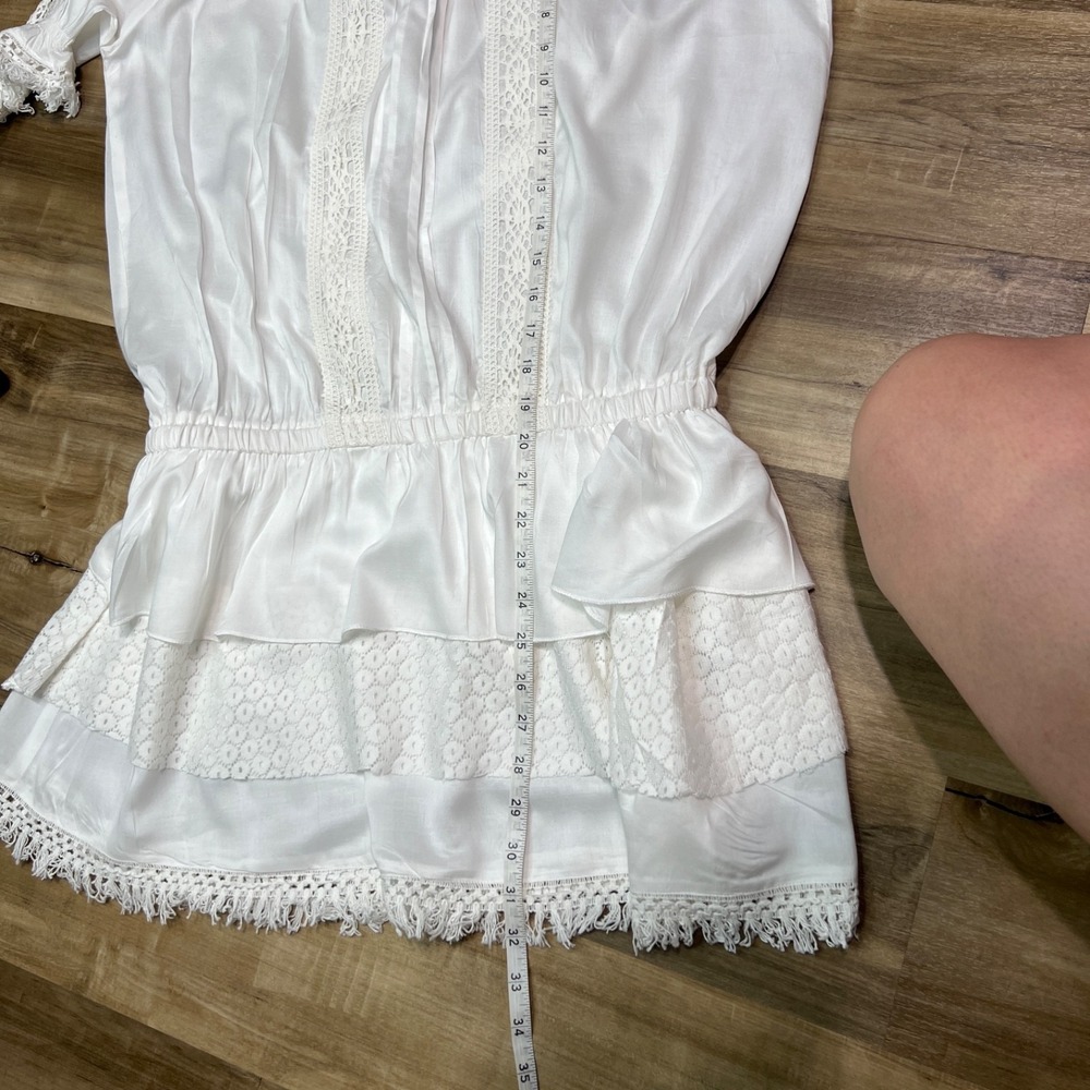 Resistol White Lace Dress XL 100% Rayon Boho Western Fringe Cowgirl Style NWT - Picture 10 of 13